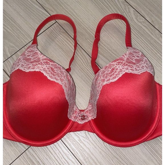 Victorias Secret Lined Perfect Coverage Bra Lace Trim Underwire Womens 34D - Picture 3 of 6